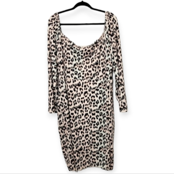 Shein Animal Leppard Print Dress Pullover Longsleeve Adjustable Strap Hem size 4 - Picture 2 of 9